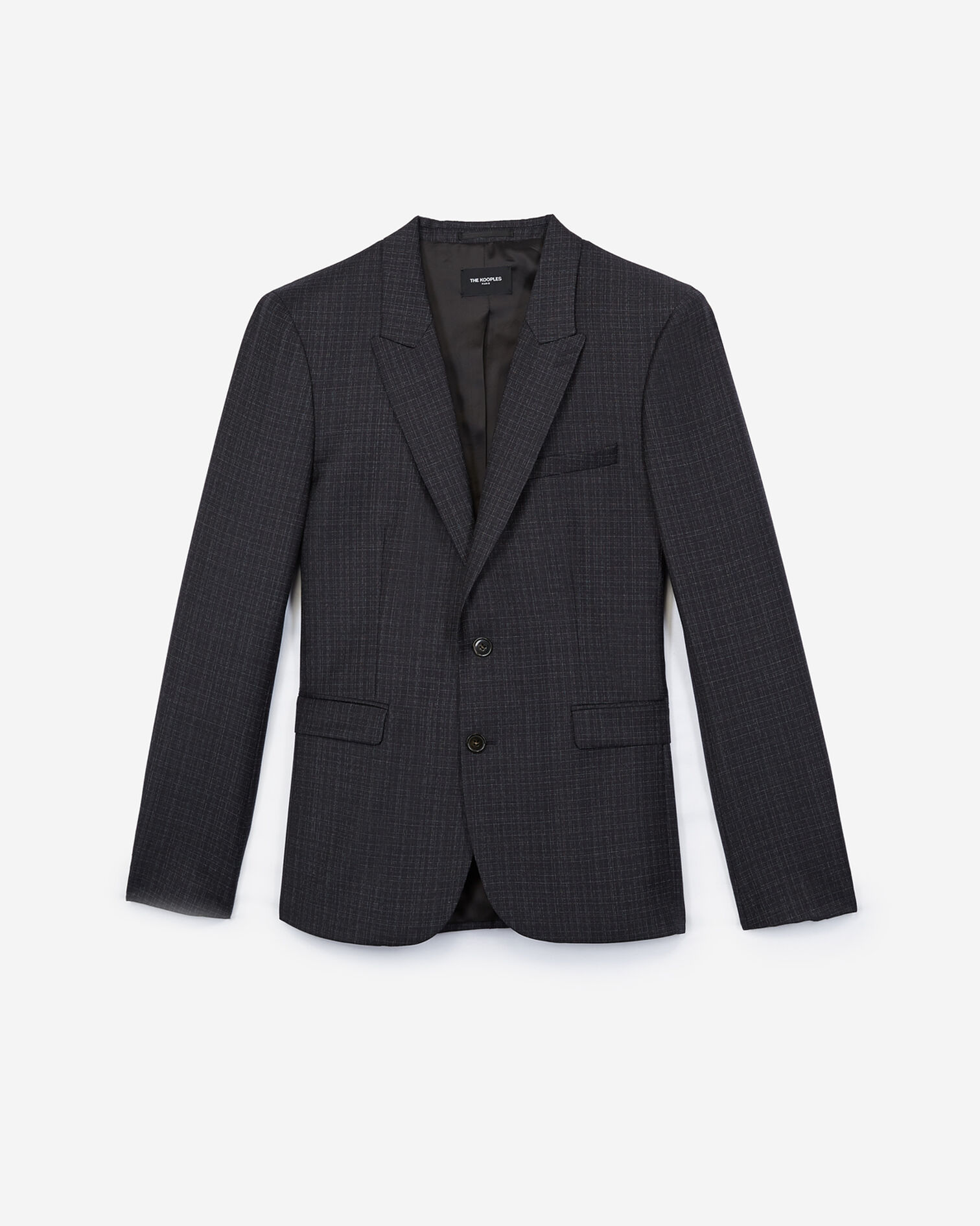 Black wool suit jacket with white stripes, BLACK, hi-res image number null