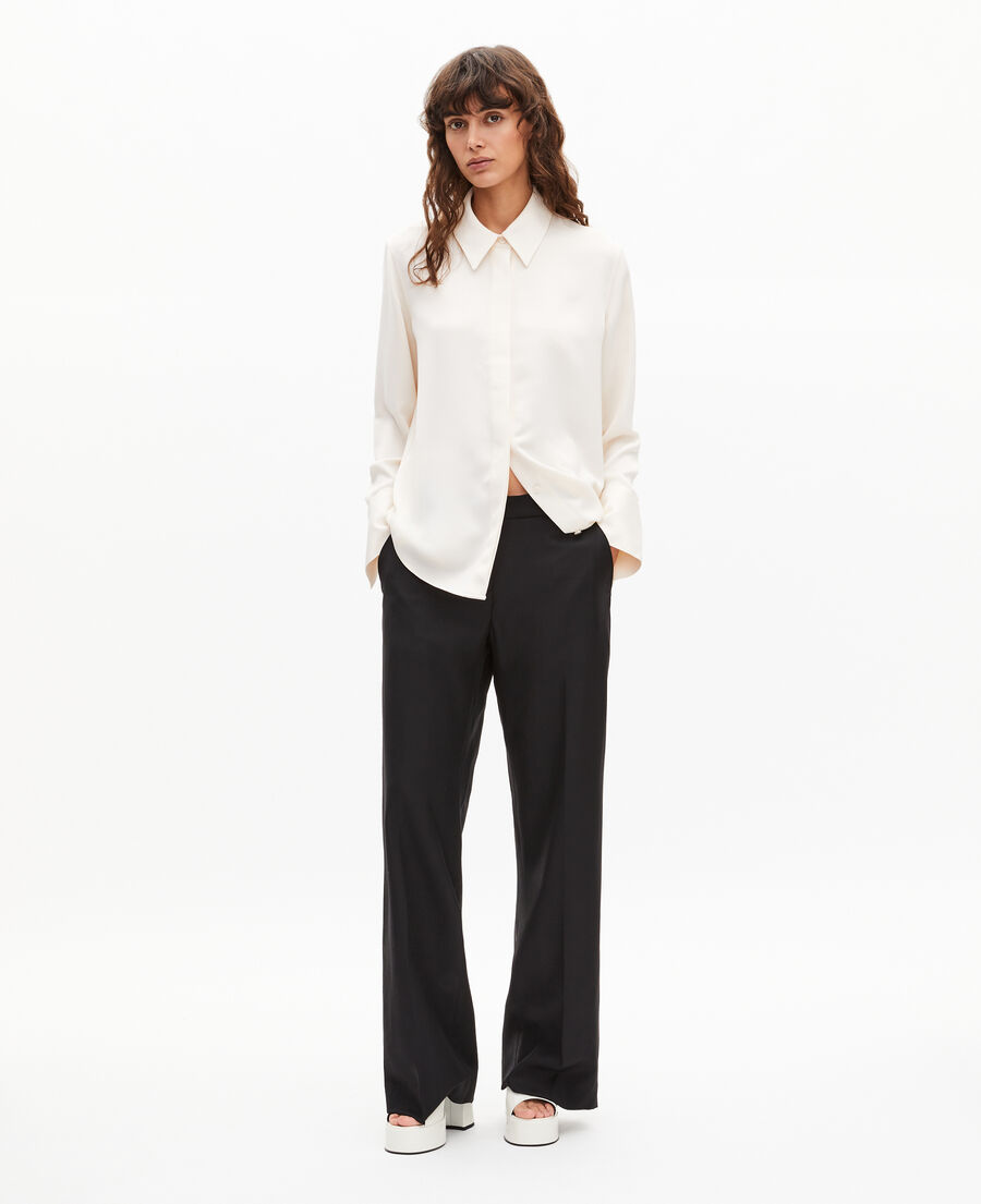 The Kooples WOMEN BLACK black wool wide-leg pants