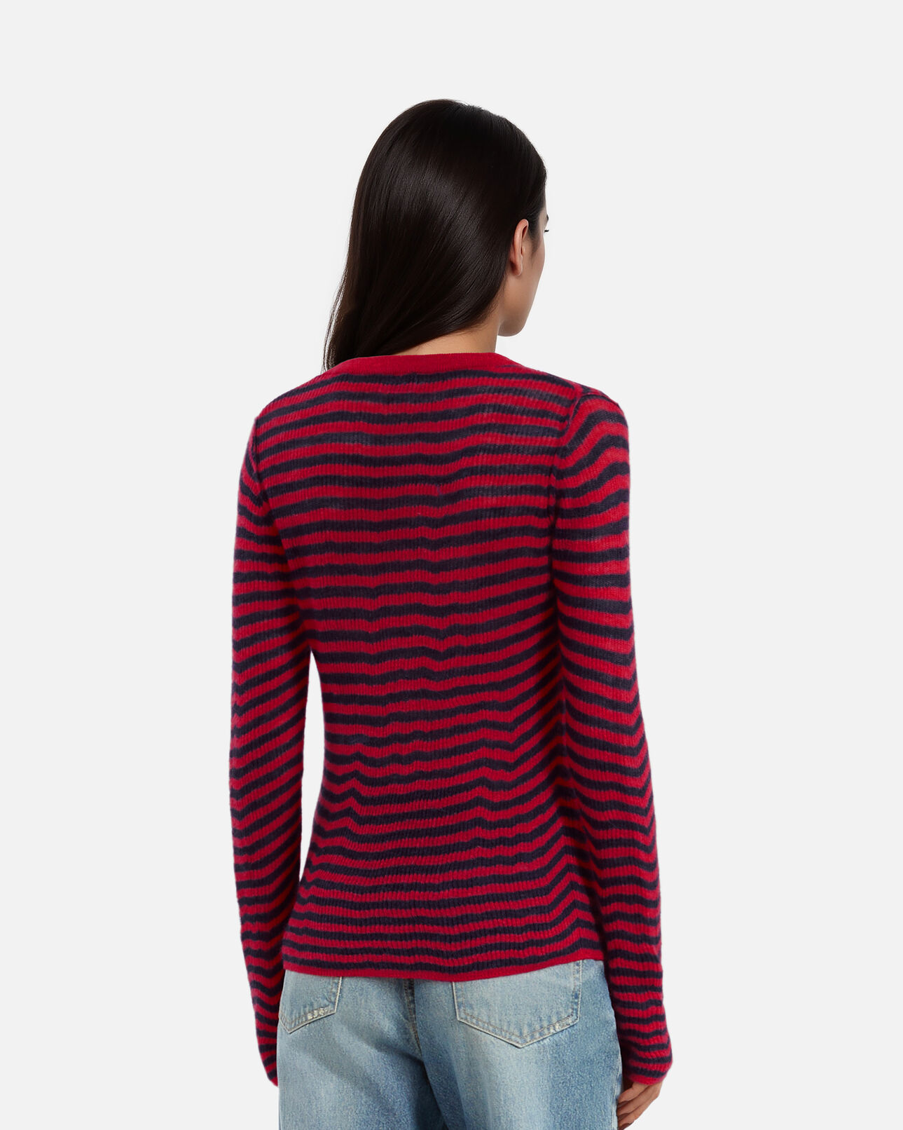 The Kooples F RED / BLUE striped mohair sweater 