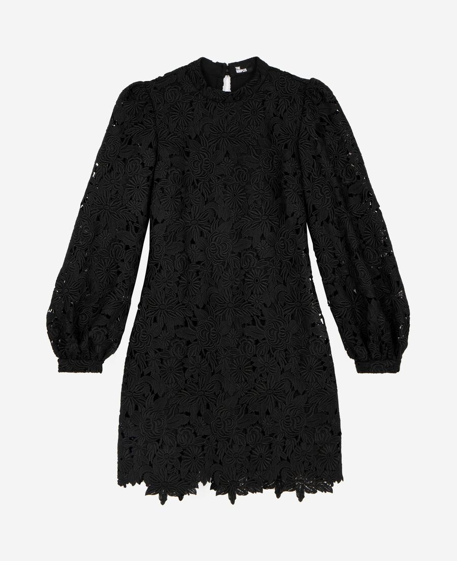 The Kooples F BLACK short dress in black floral lace