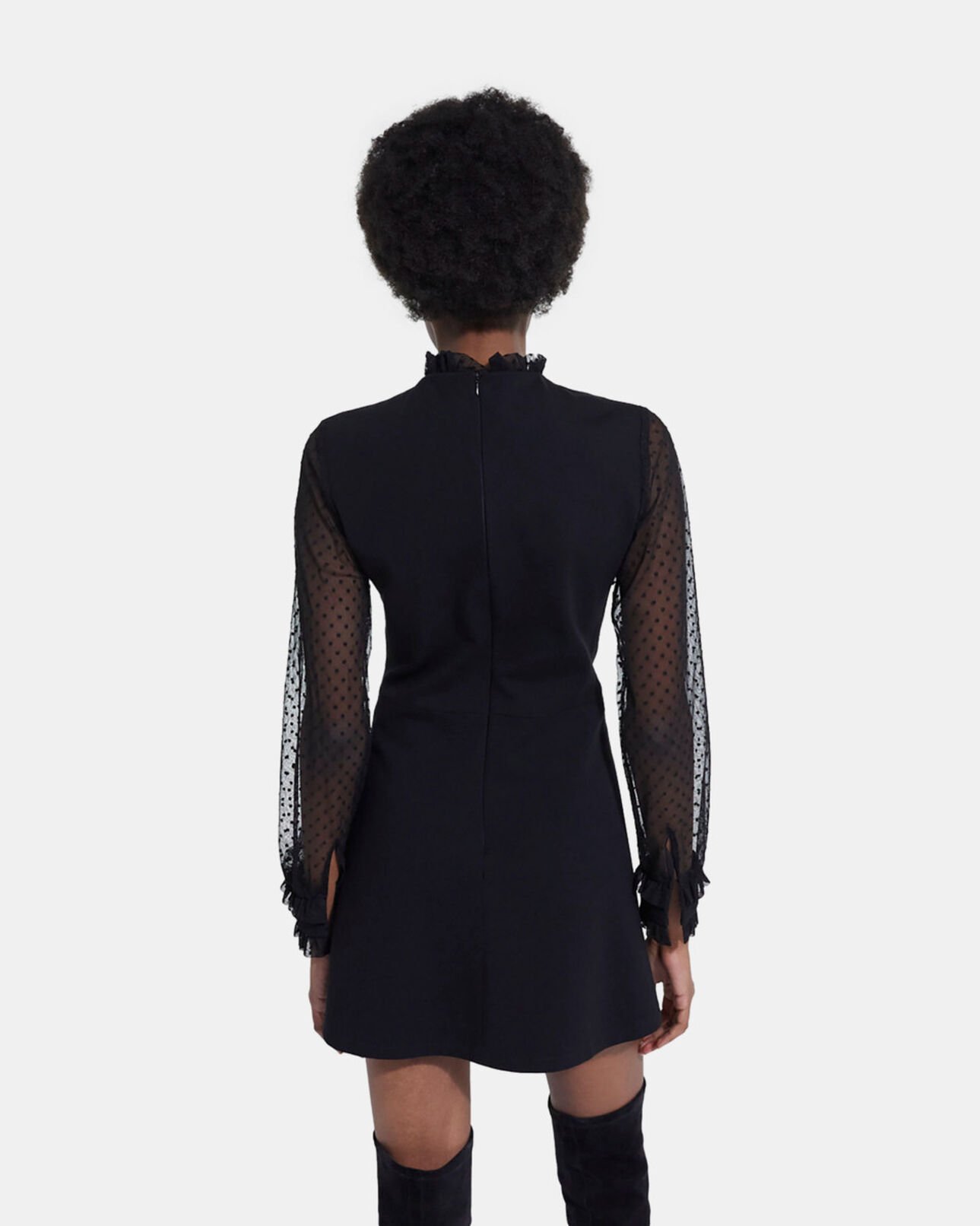 The Kooples WOMEN BLACK short black dress with high neck