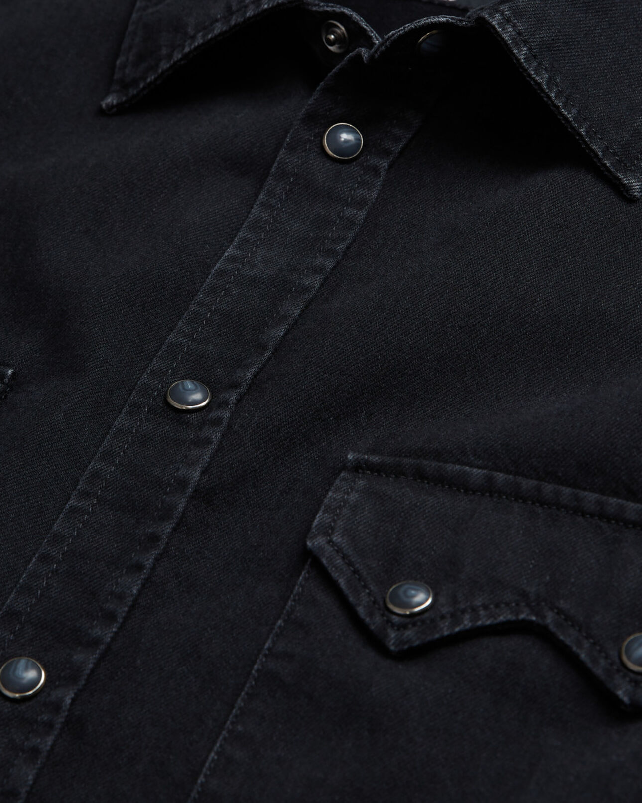 The Kooples H BLACK WASHED black classic collar denim shirt