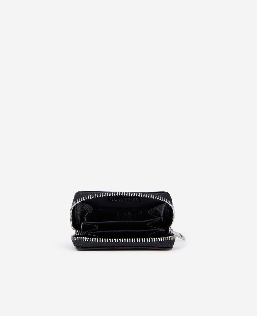 The Kooples MIXED BLACK black leather blazon coin purse
