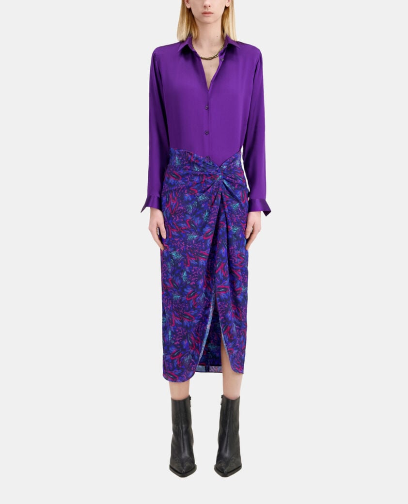 The Kooples WOMEN BLUE RED printed midi skirt