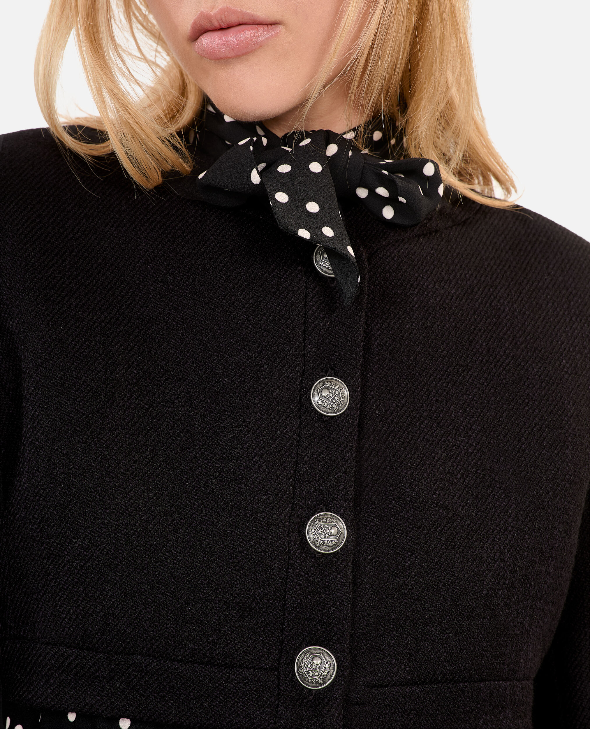 Veste en laine et coton noire, BLACK, hi-res image number null