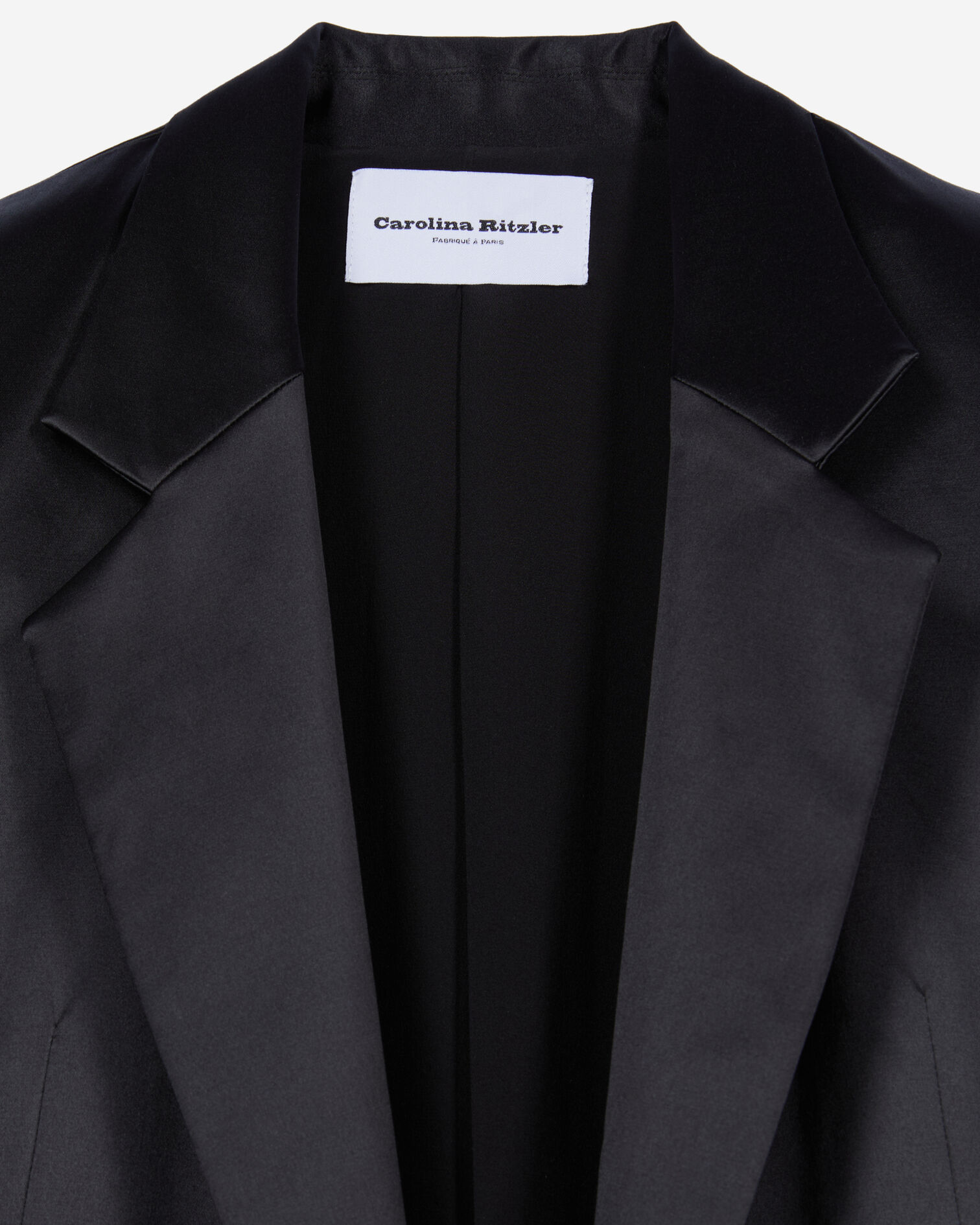 Manteau The Kooples x Carolina Ritzler en satin noir, BLACK, hi-res image number null