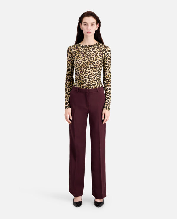 pantalón traje burdeos crepé
