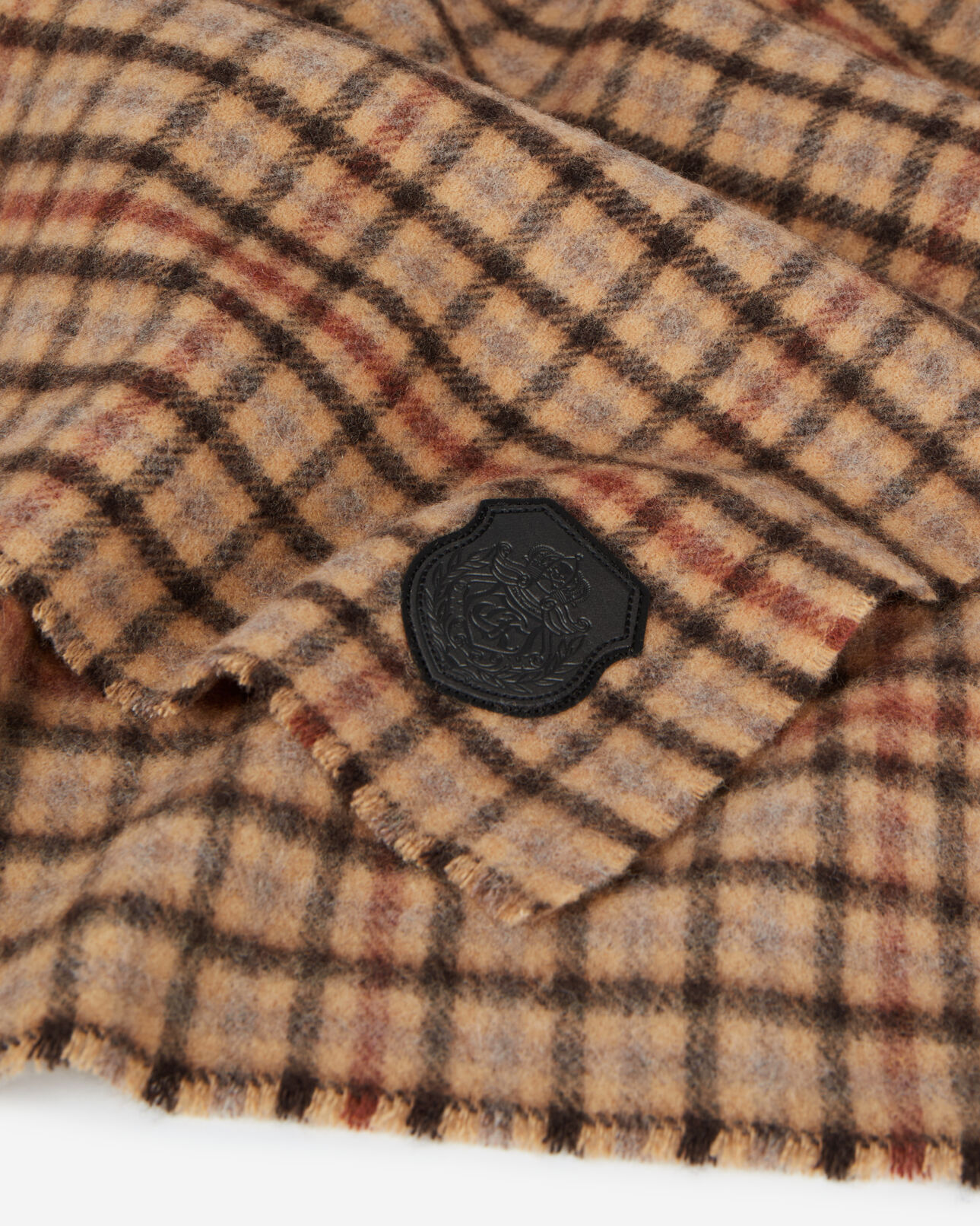 The Kooples MIXED BEIGE / BROWN / BLACK checked wool scarf