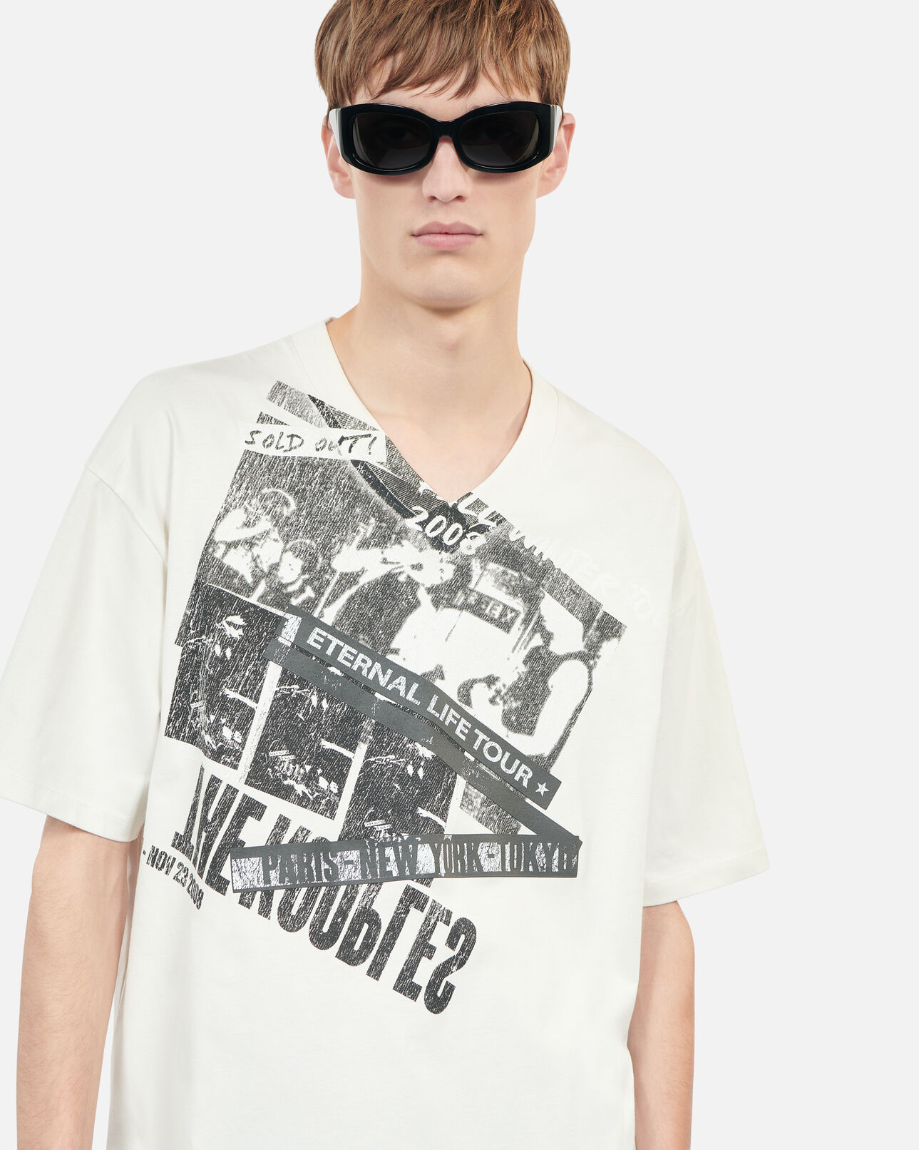 The Kooples MEN ECRU ecru eternal life tour serigraphy t-shirt