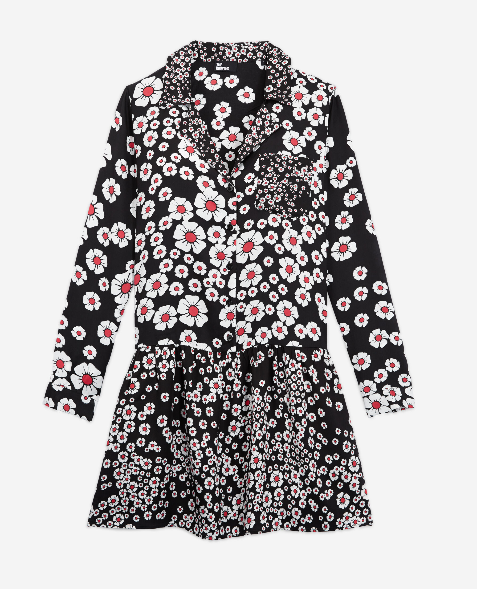 Vestido camisero estampado floral, BLACK / PINK, hi-res image number null
