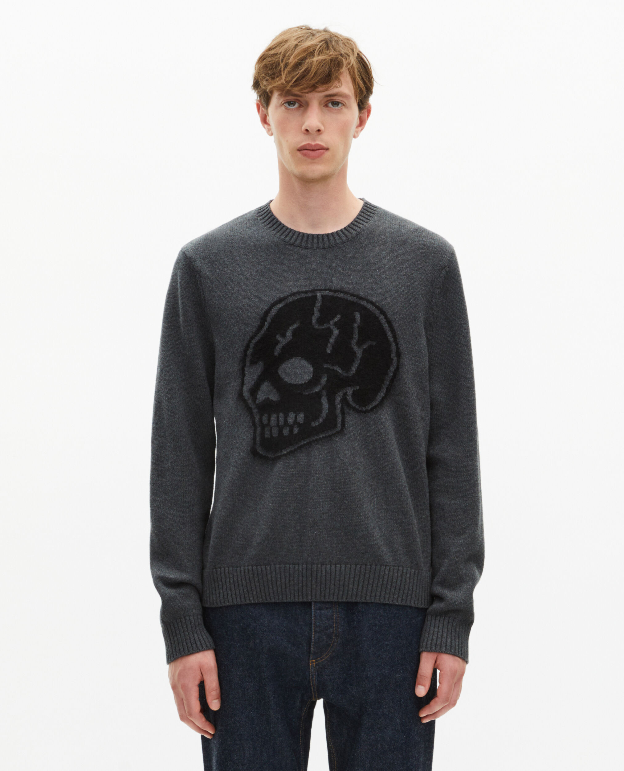 Dark grey skull sweater | The Kooples US