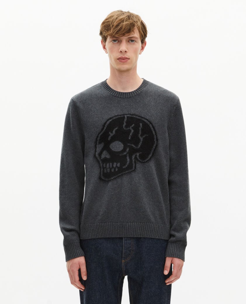 The Kooples MEN ANTHRACITE MELANGE dark grey skull sweater
