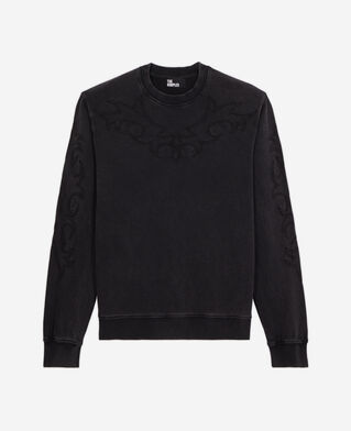The Kooples WOMEN BLACK WASHED black sweatshirt with western-style embroidery