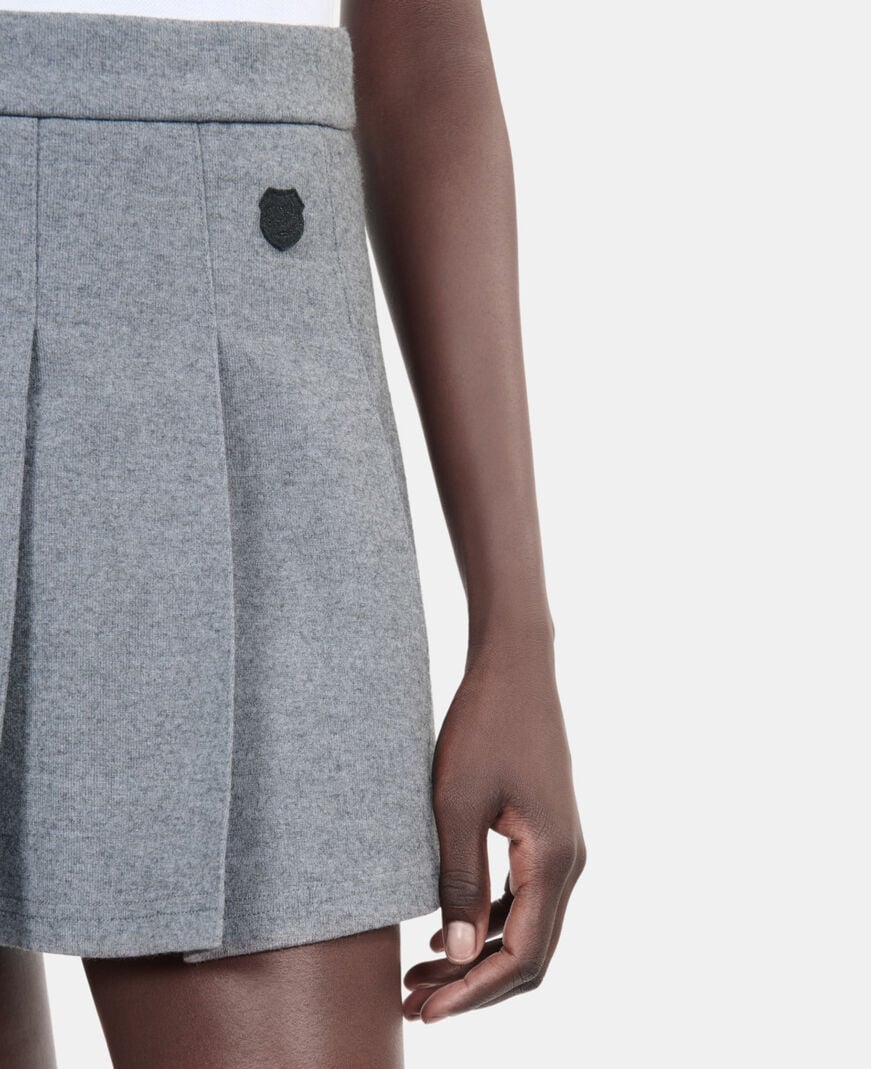 The Kooples FEMME GREY MELANGE jupe courte plissée grise