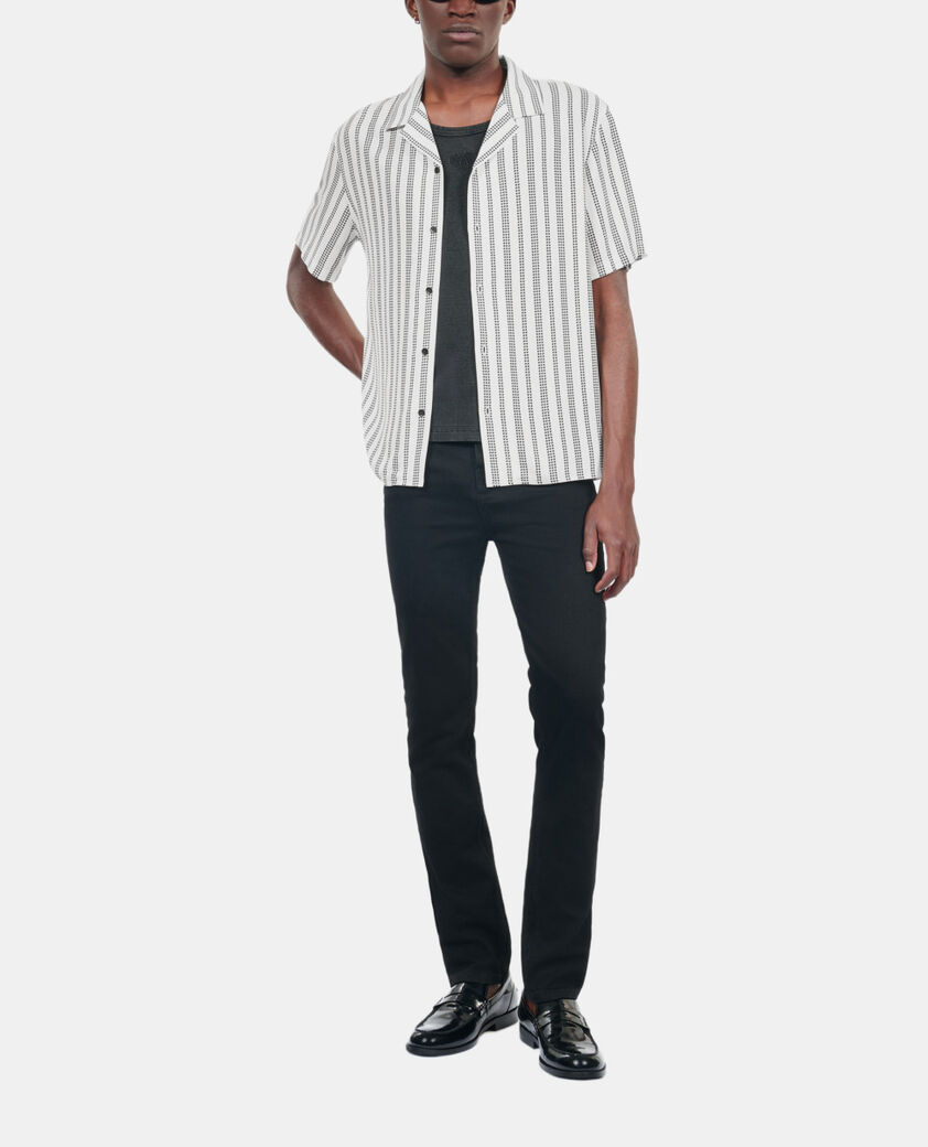 The Kooples HOMBRE ECRU BLACK camisa de manga corta con estampado de pata de gallo