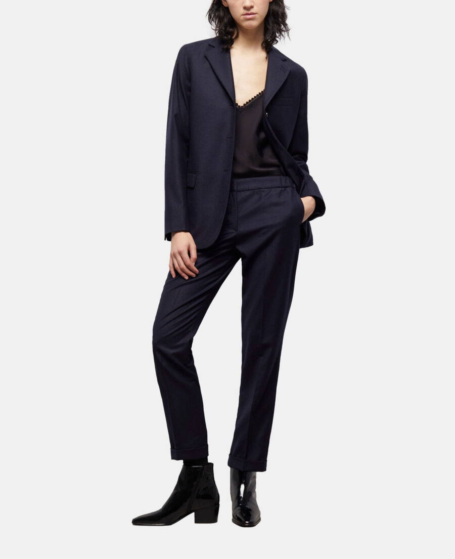 pantalon de costume en laine bleu