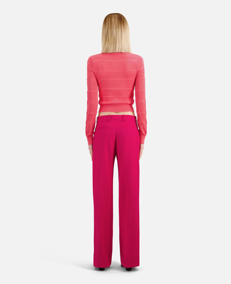 red wool suit trousers