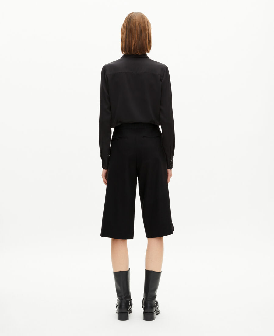The Kooples FEMME BLACK pantalon culotte large à pont noir