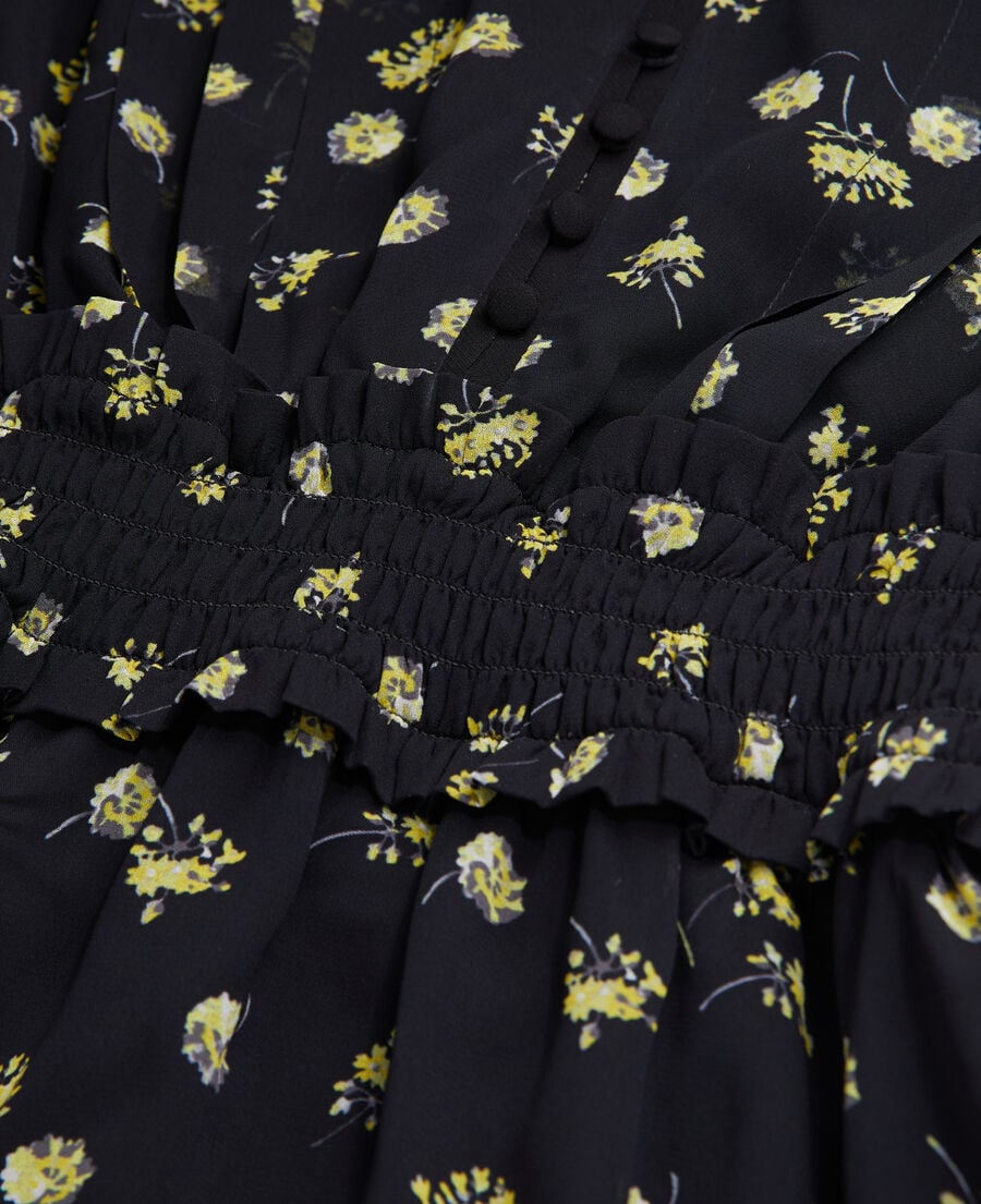 The Kooples DAMEN BLACK / YELLOW kurzes kleid mit print und knopfverschluss