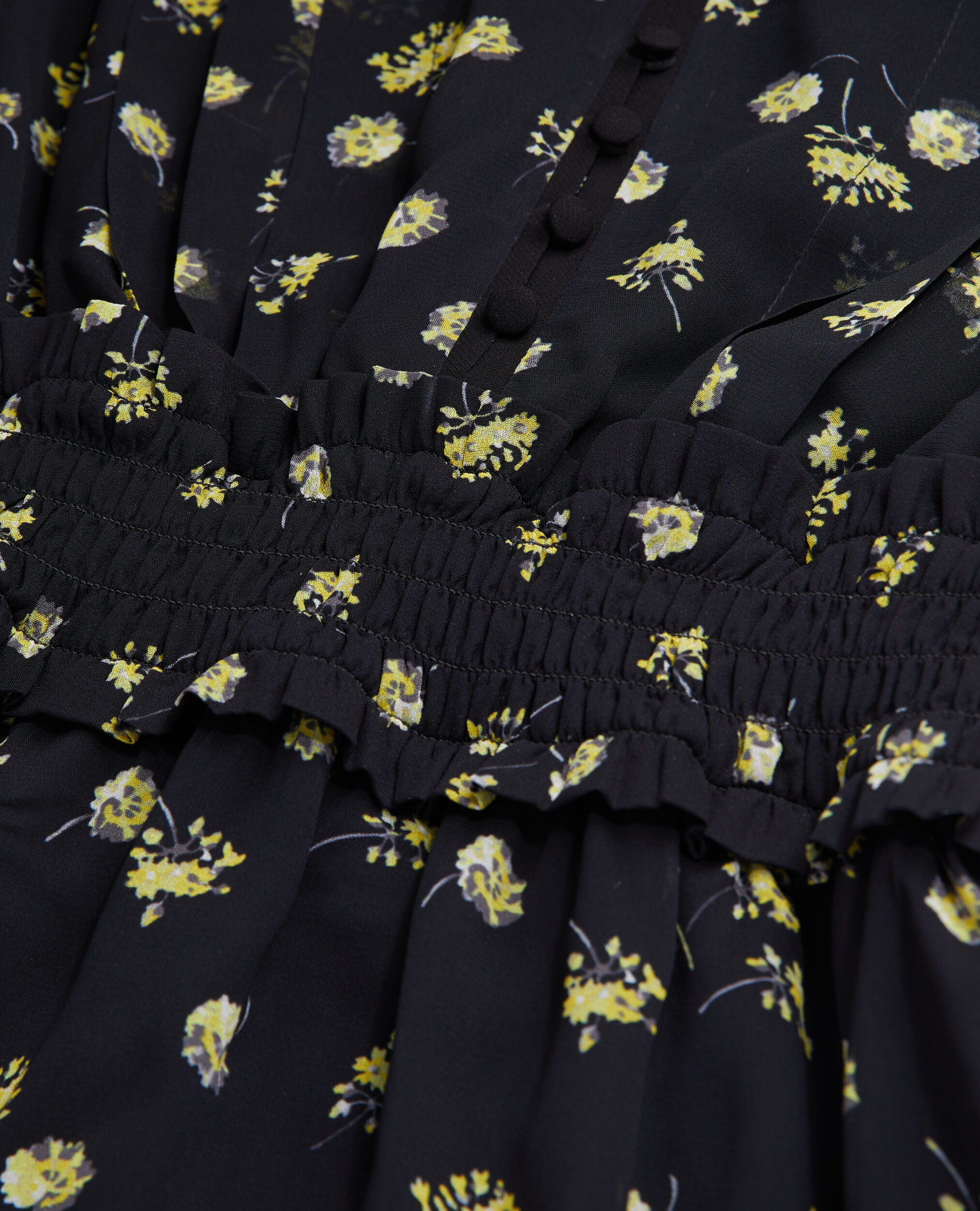 Kurzes Kleid mit Print und Knopfverschluss, BLACK / YELLOW, hi-res image number null