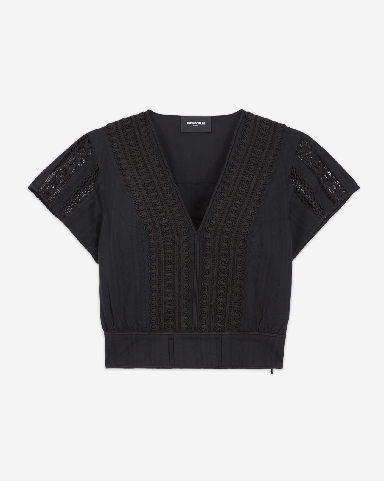 The Kooples FEMME BLACK top ajusté noir coton manches courtes