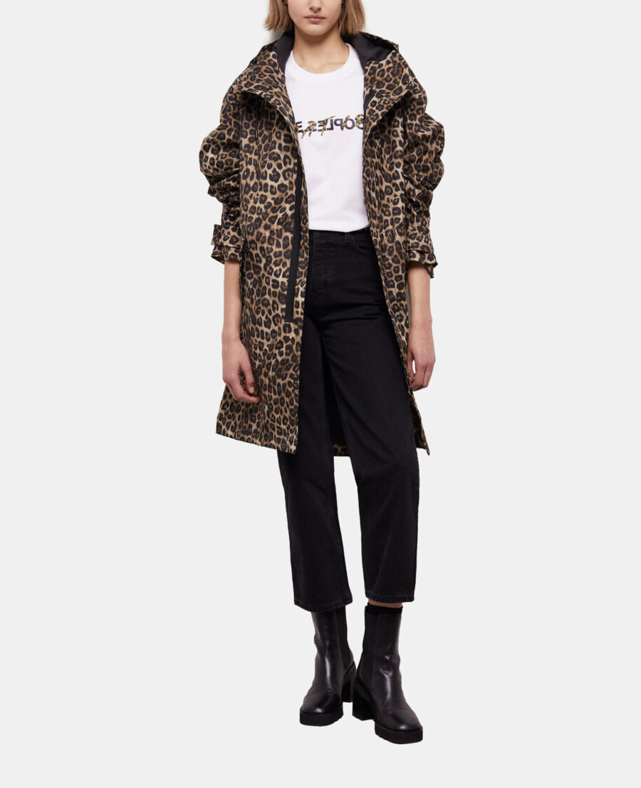 The Kooples F LEOPARD long parka with leopard print hood