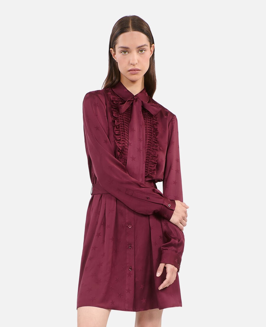 The Kooples FEMME BURGUNDY robe courte jacquard bordeaux