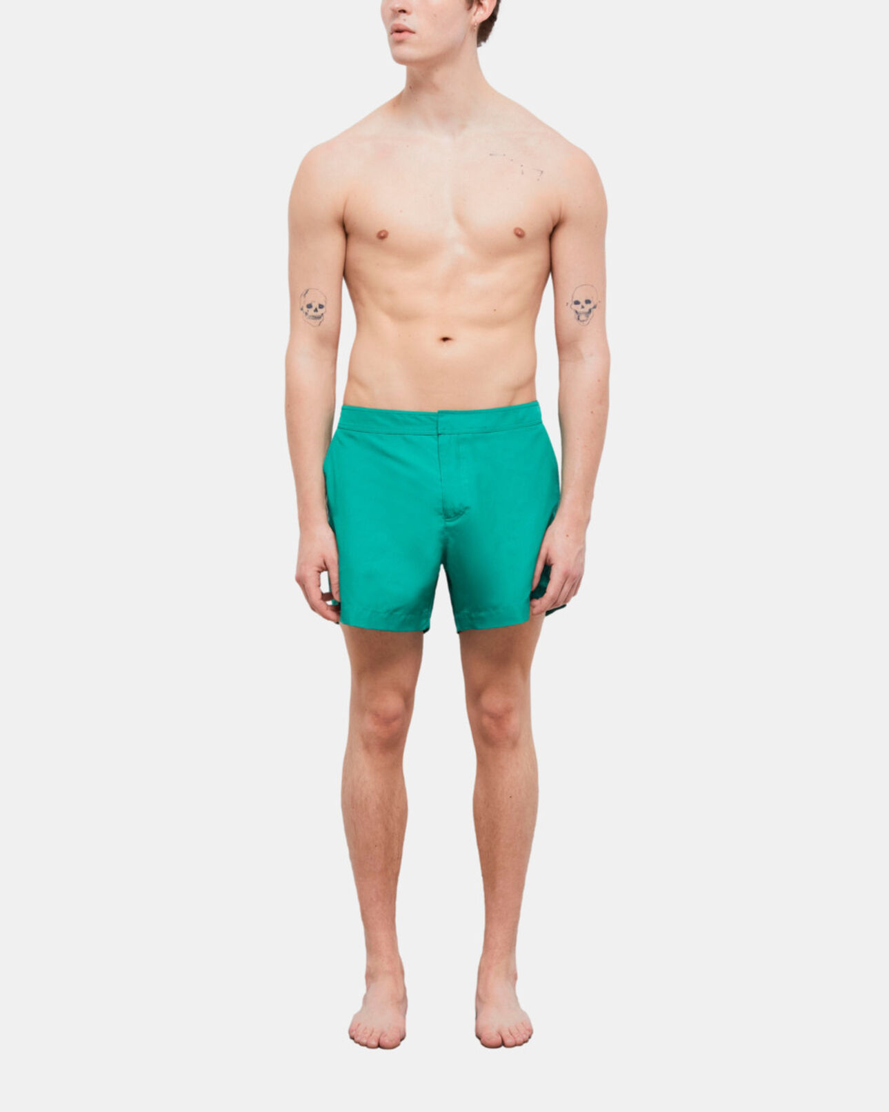 The Kooples H GREEN green swim shorts with logo