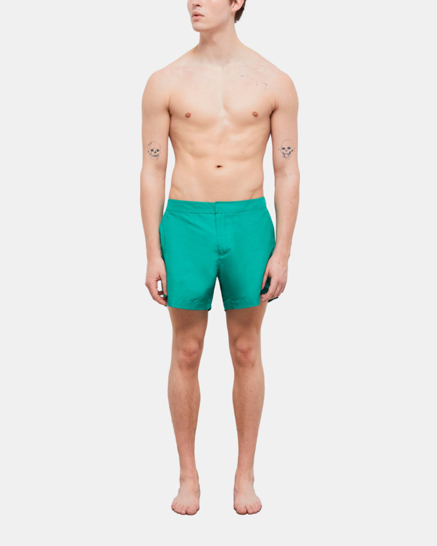 Green swim shorts with logo, GREEN, hi-res image number null