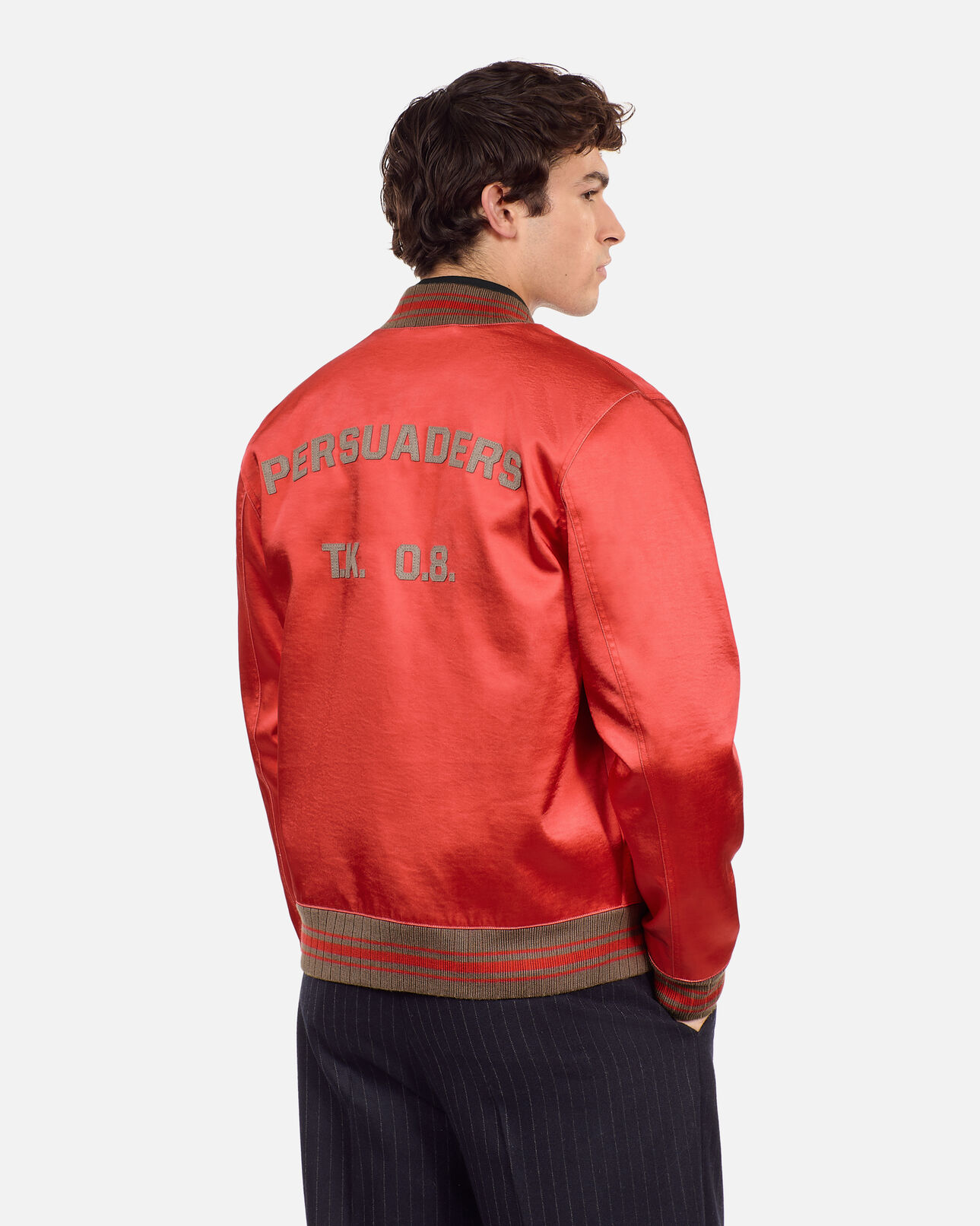 The Kooples MEN RUBIS red satin jacket with patches