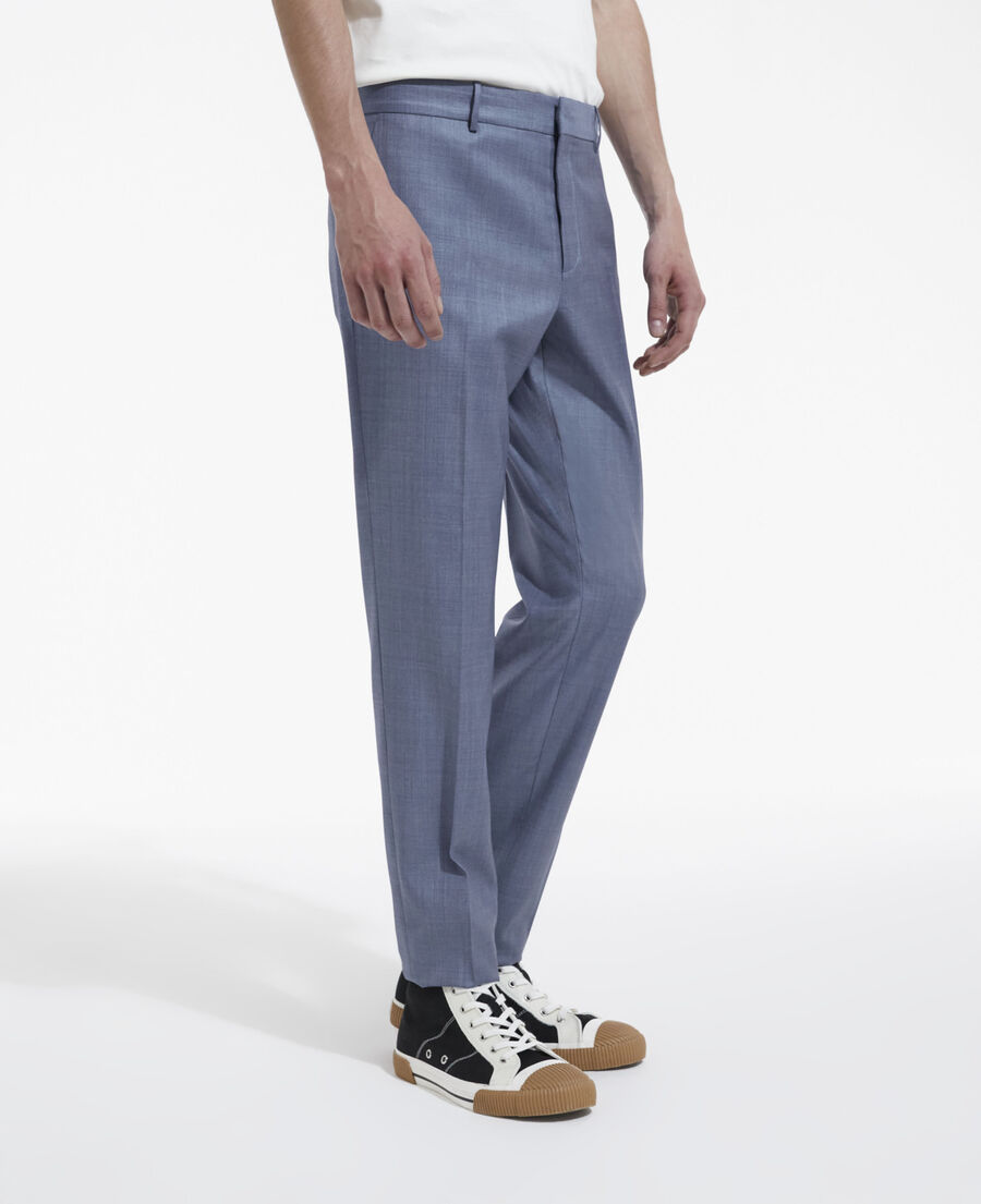 fitted light blue wool suit pants