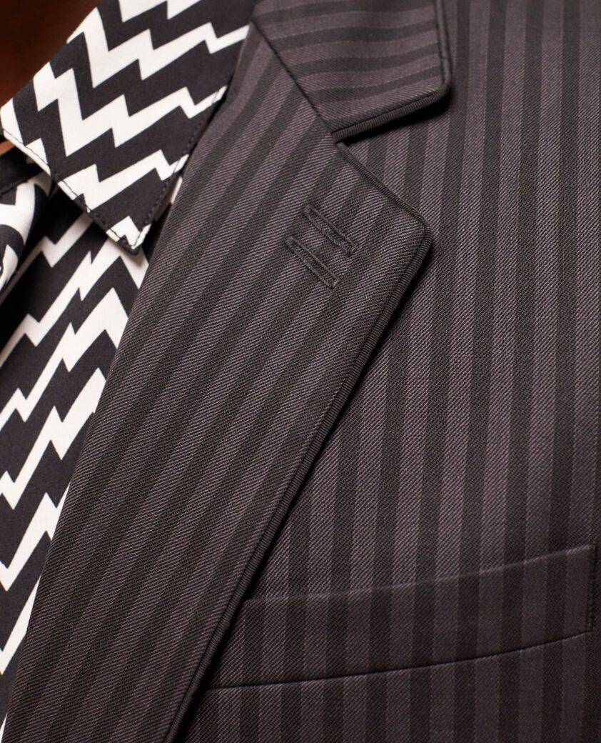 The Kooples MEN BLACK GREY striped wool suit jacket