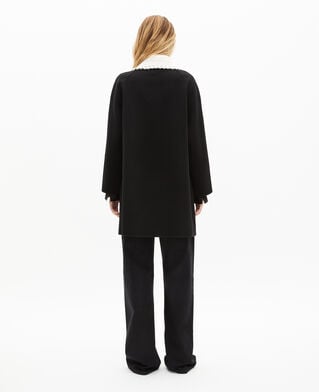 The Kooples WOMEN BLACK double-faced coat in black wool blend