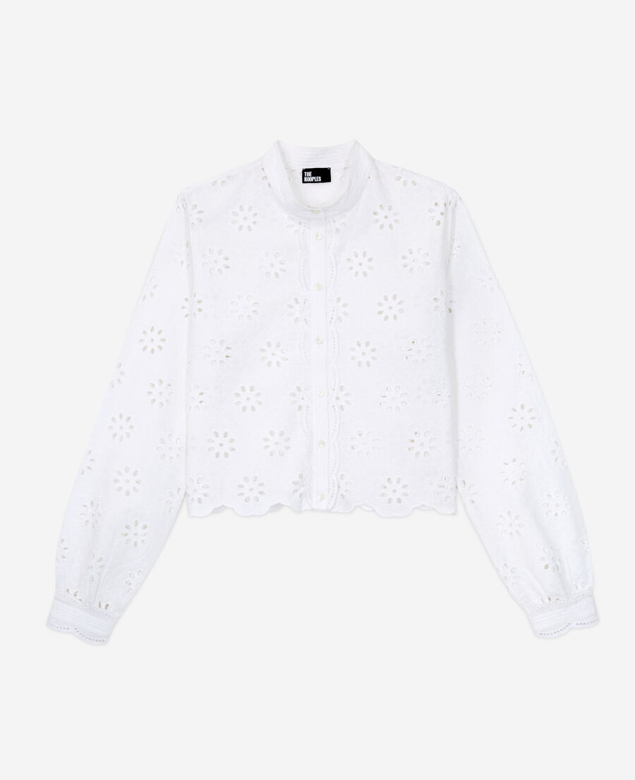 camisa corta blanca bordado inglés