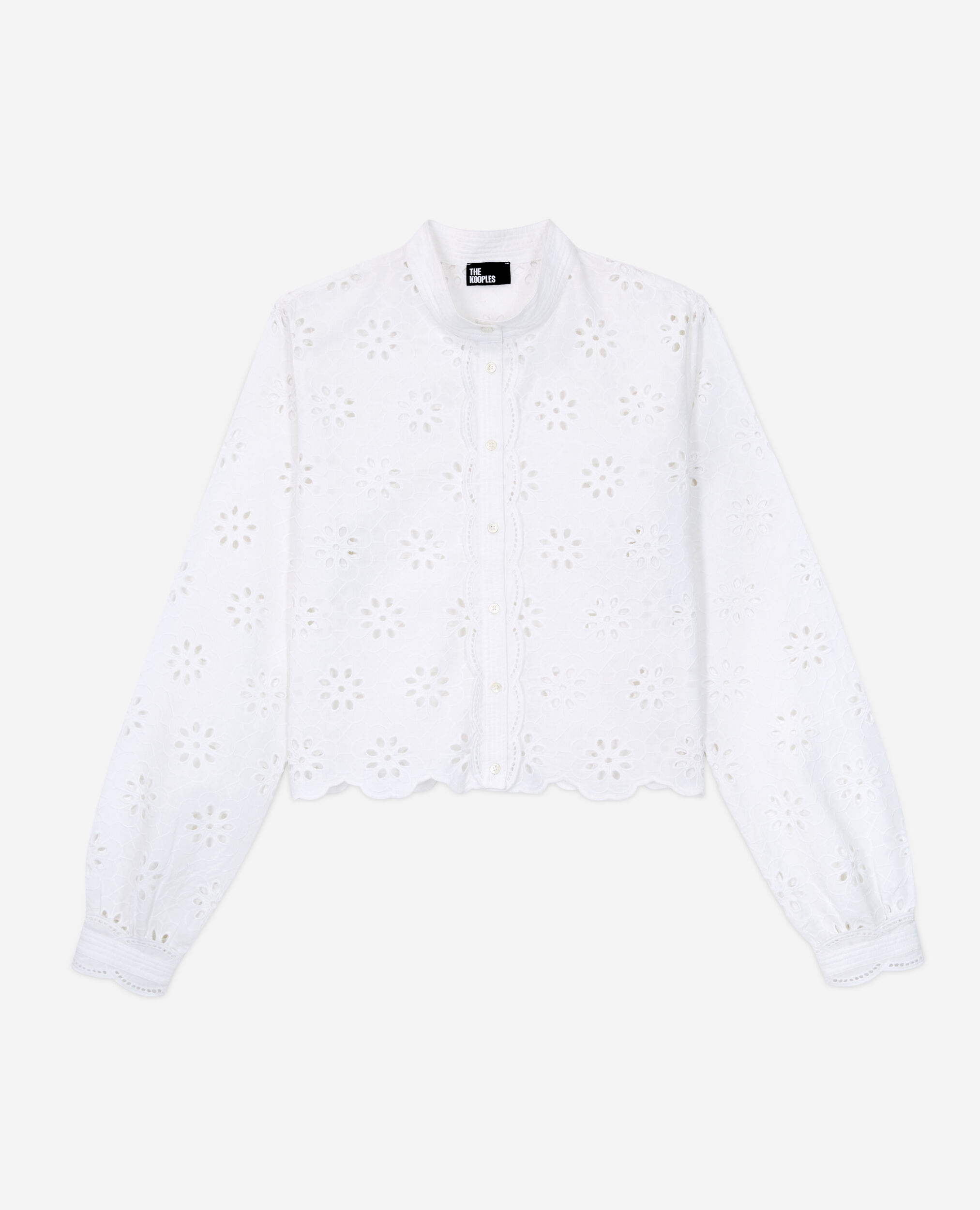 Camisa corta blanca bordado inglés, WHITE, hi-res image number null