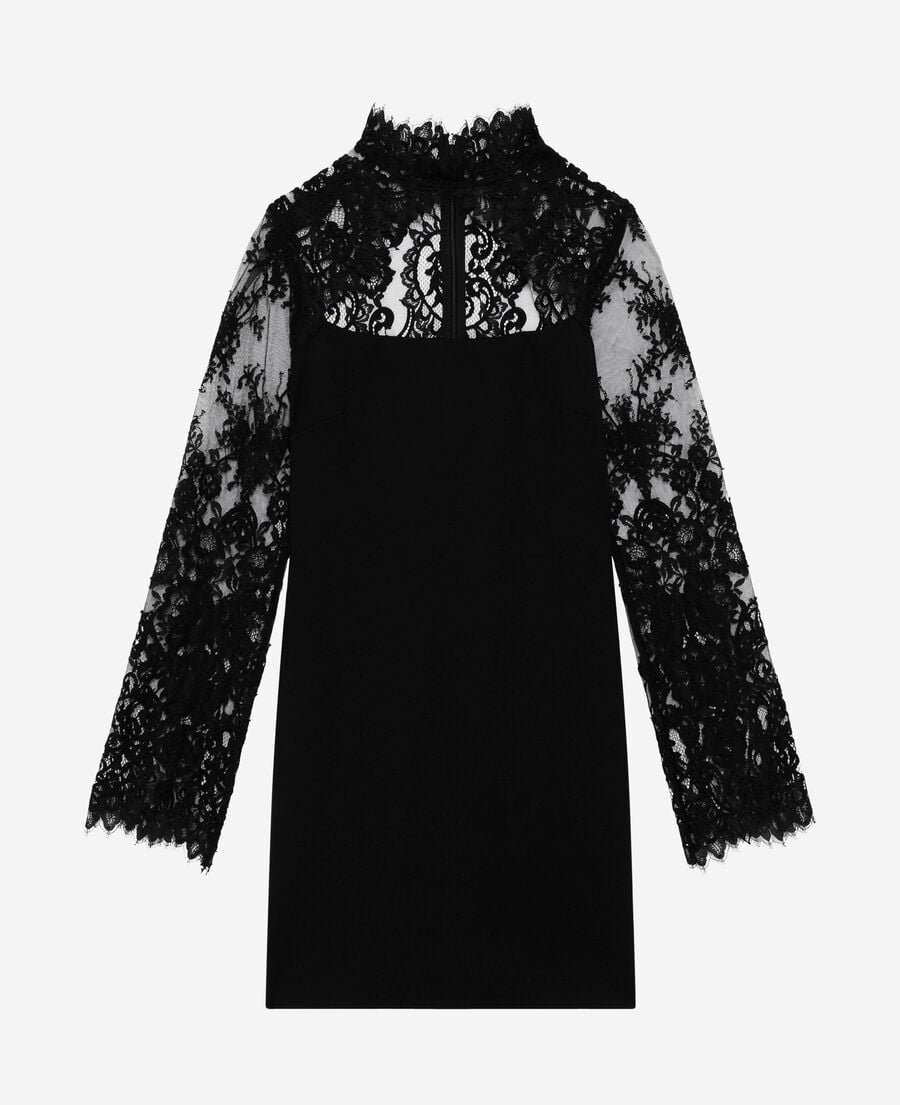 The Kooples F BLACK short dress with black lace
