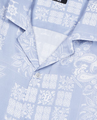 The Kooples HOMME WHITE / SKY BLUE chemise manches courtes imprim&eacute;e