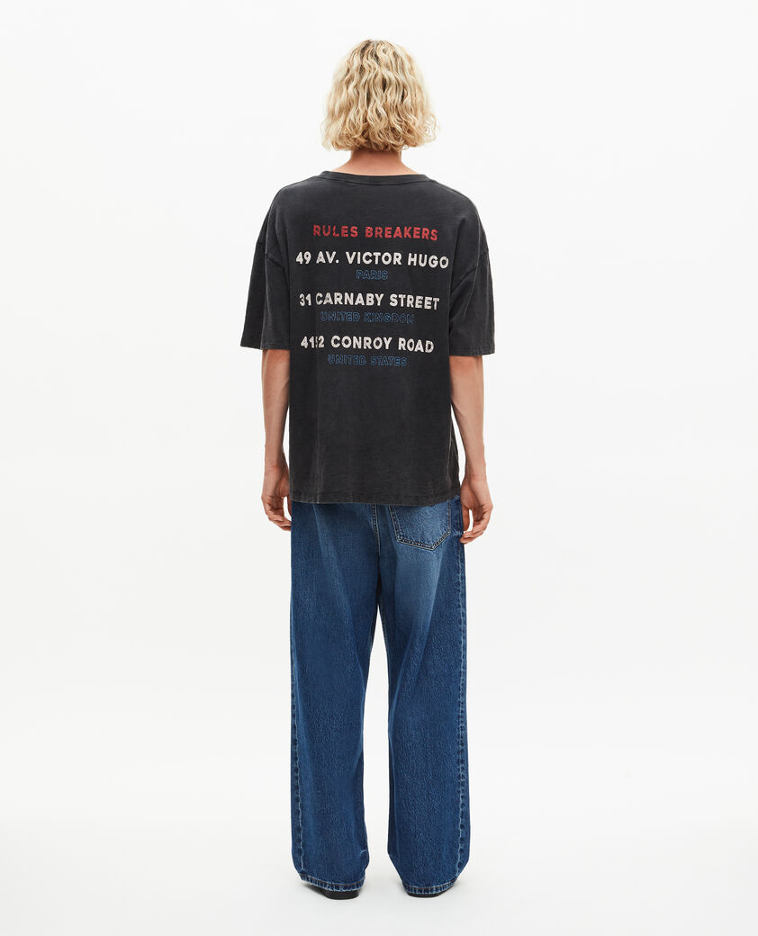 The Kooples HERREN BLACK WASHED t-shirt mit schwarzem siebdruck