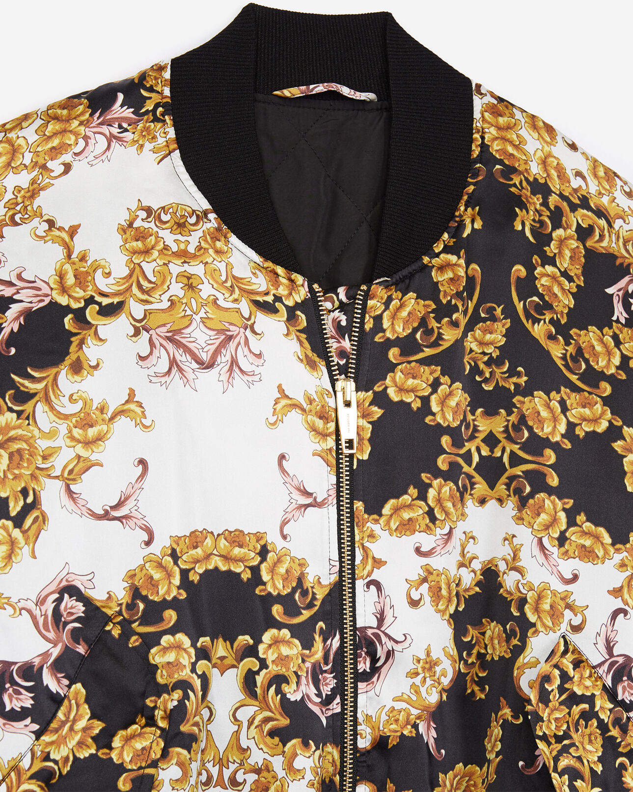 The Kooples WOMEN BLACK black silk jacket with baroque print