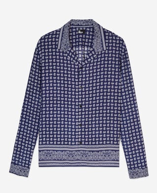 The Kooples HOMME BLUE chemise col hawaïen imprimée bleue
