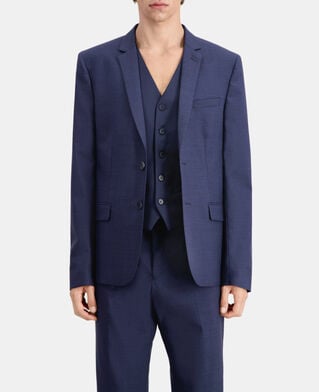 The Kooples H NAVY / BLACK navy blue micro-pattern wool suit jacket