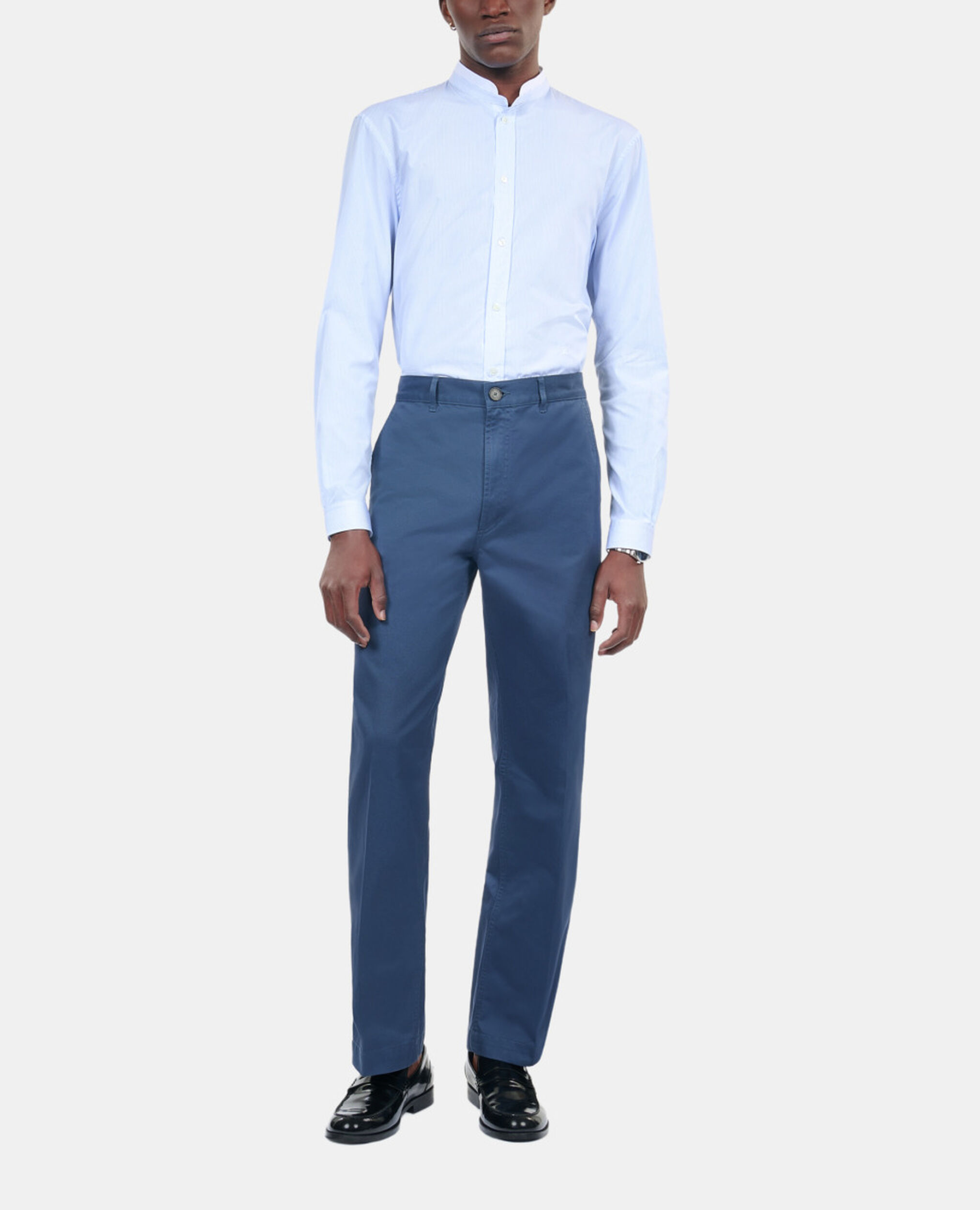 White striped formal shirt, BLUE WHITE, hi-res image number null
