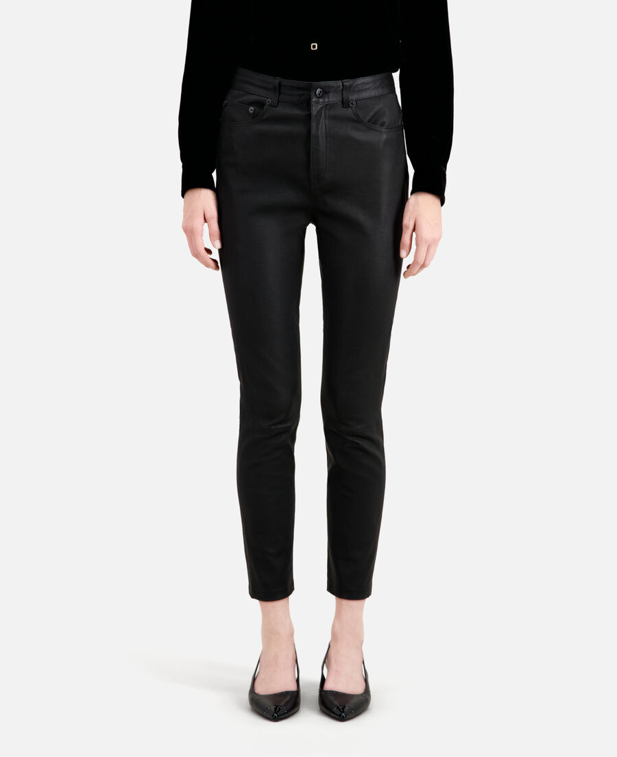 black leather skinny trousers