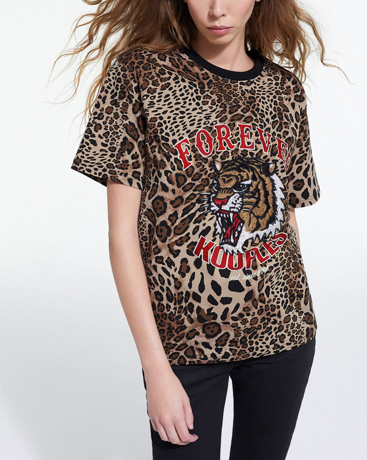 The Kooples WOMEN LEOPARD cotton t-shirt with leopard print