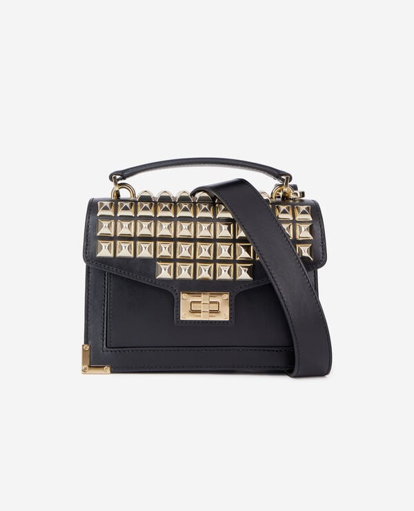 The Kooples DAMEN BLACK emily small bag aus schwarzem leder mit spikes