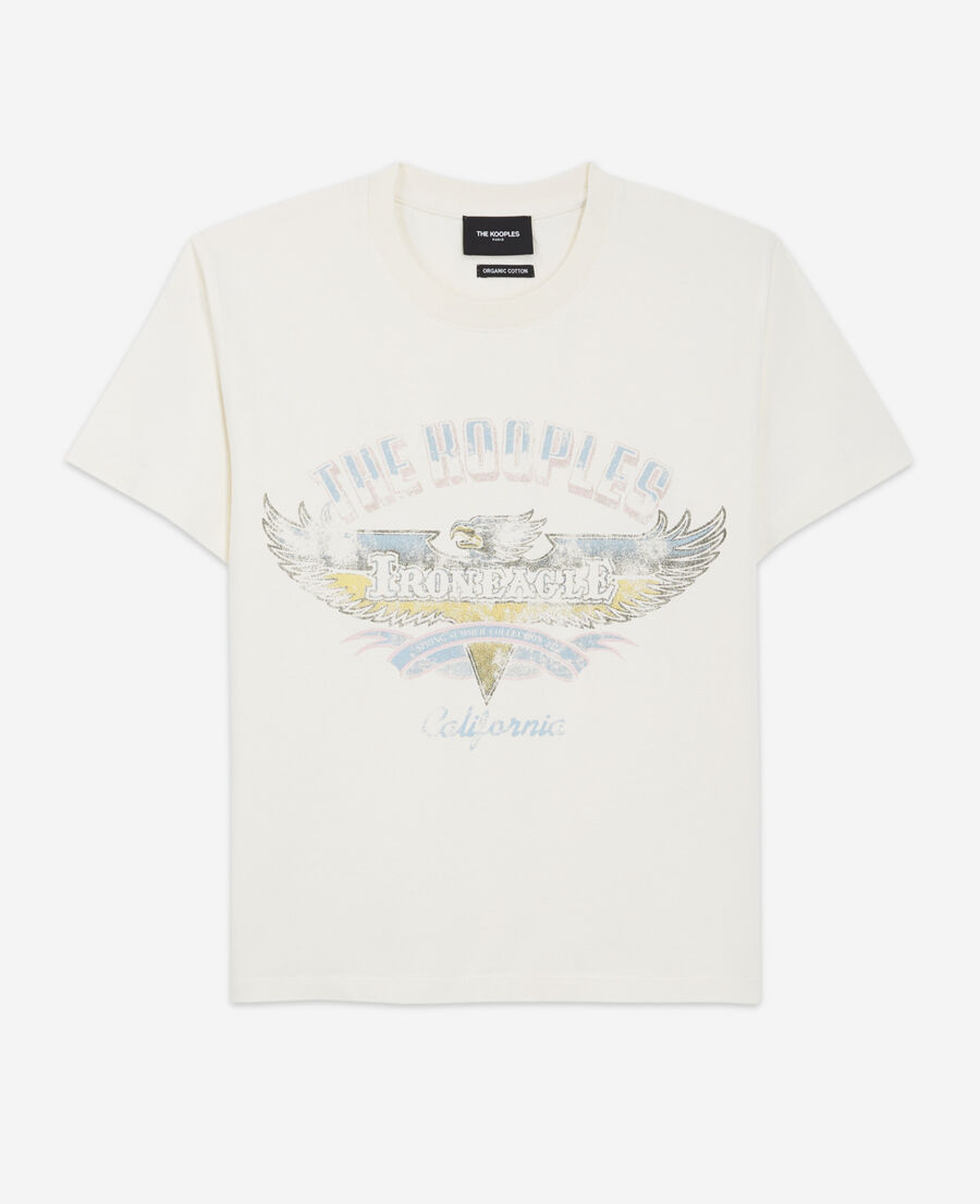 ecru cotton t-shirt with eagle print