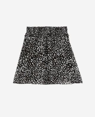 The Kooples FEMME BLACK WHITE jupe courte imprimée avec smocks