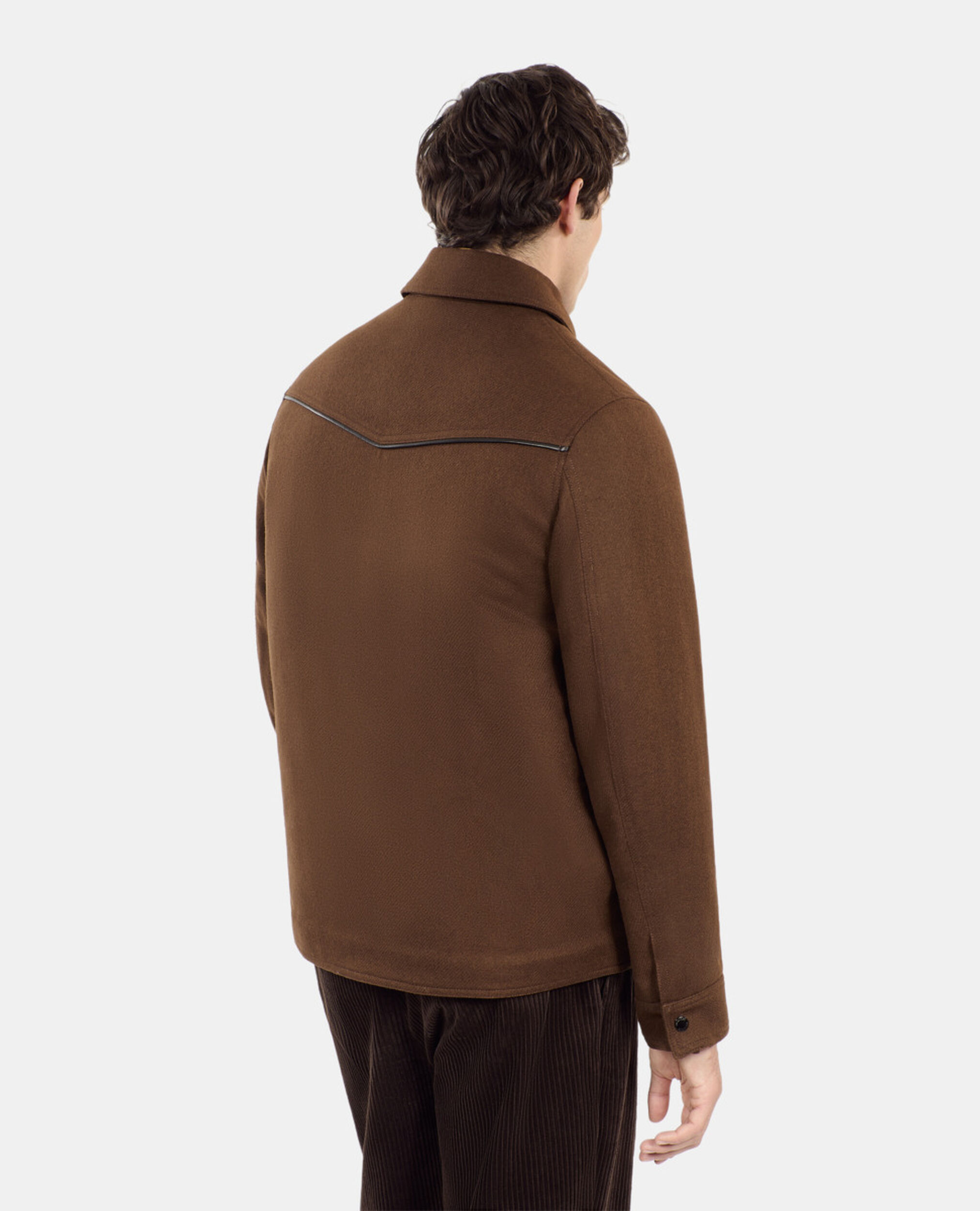 Brown flannel overshirt-style jacket, BROWN, hi-res image number null