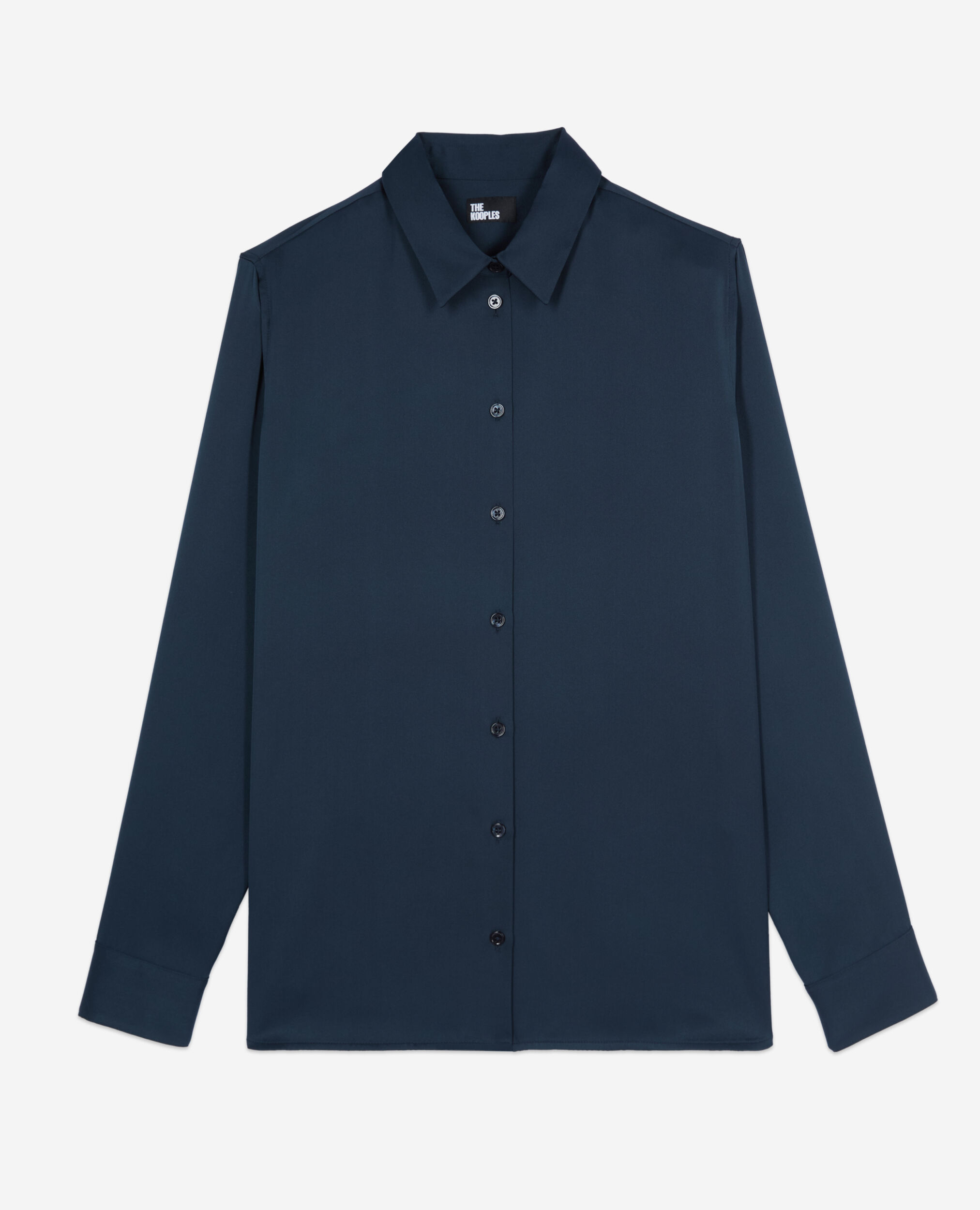Navy blue silk shirt | The Kooples US