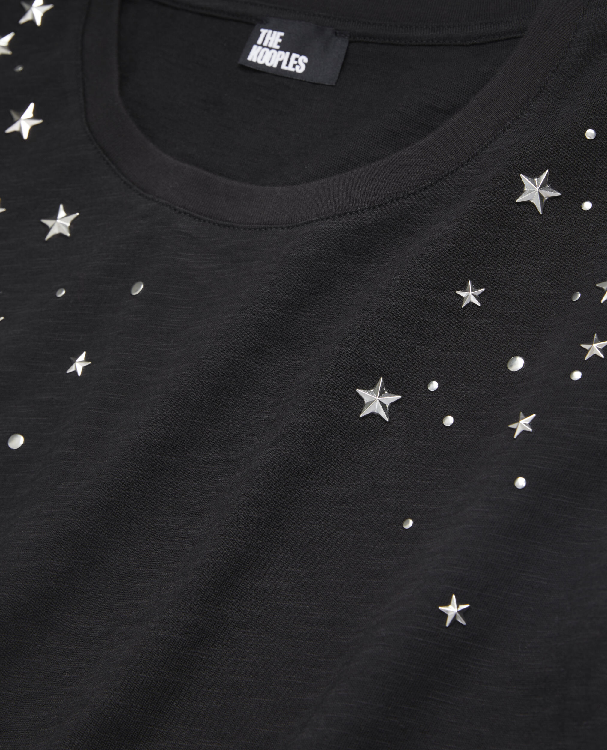 T-shirt Femme noir avec étoiles, BLACK, hi-res image number null